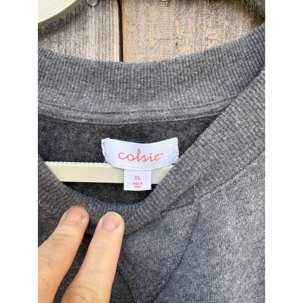 Colsie Women Heather Gray Cropped Sweatshirt Crew Neck Fleece Raw Hem XL - Picture 3 of 4